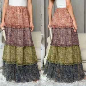 Tiered Boho Long Maxi skirt. NWT